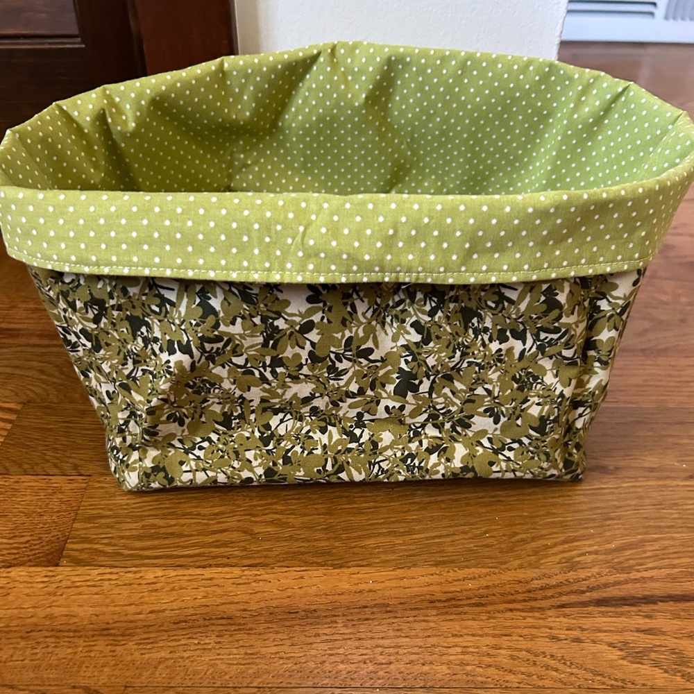 Green Floral Fabric Basket